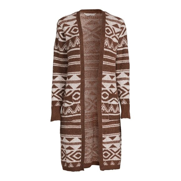 Pattern Duster Cardigan, Hot Chocolate - Picture 5 of 7